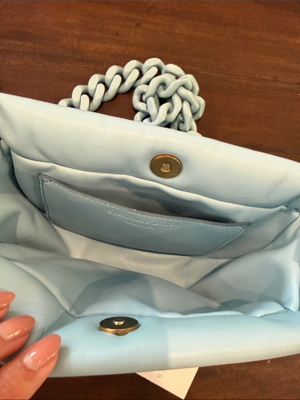 Stella McCartney Pale Blue Braided Chain Shoulder Bag - Picture 5 of 8